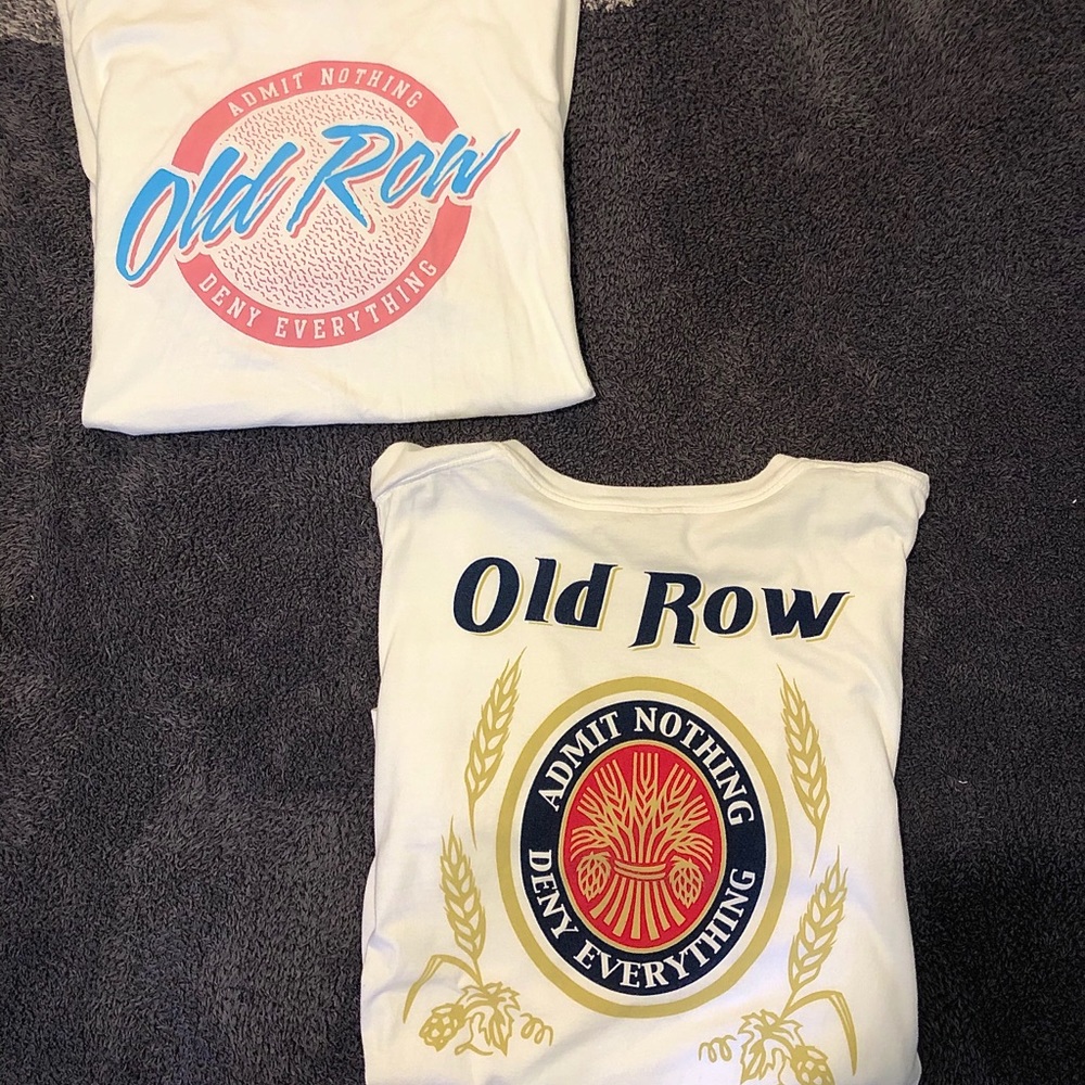 2 white Old Row comfort color XL tees